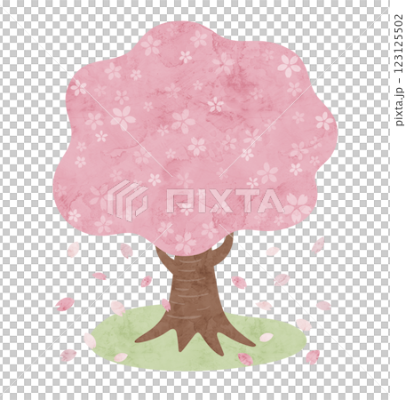 桜の木と花びらの水彩風ベクターイラスト 桜の木と花びらの水彩風ベクターイラスト 123125502