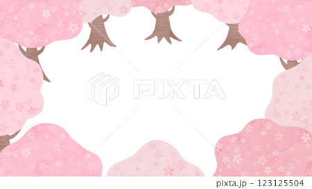桜の木の水彩風ベクターフレームイラスト 桜の木の水彩風ベクターフレームイラスト 123125504