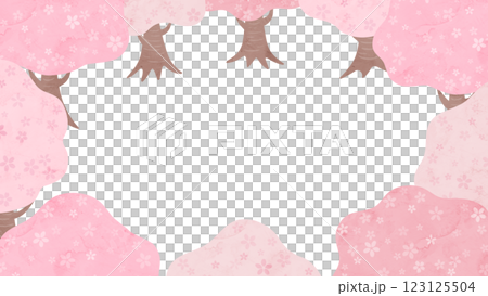 桜の木の水彩風ベクターフレームイラスト 桜の木の水彩風ベクターフレームイラスト 123125504