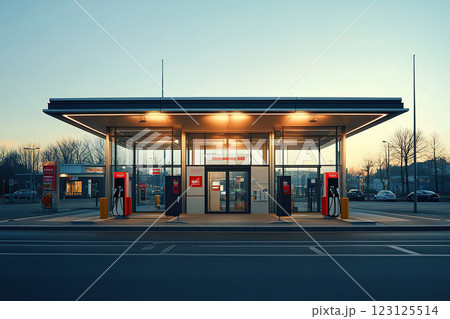 Electric car charging station. Preserving a clean environment. Switching to electric energy 123125514