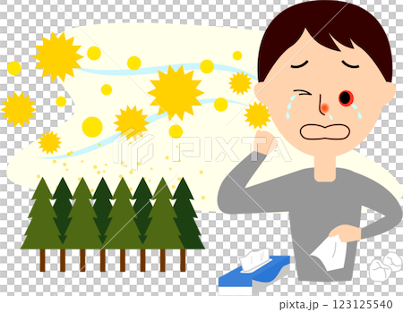 花粉症でくしゃみをする男性 123125540