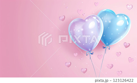 Helium heart balloons on pink background. Valentine's day greeting card. Copy space Helium heart balloons on pink background. Valentine's day greeting card. Copy space 123126422