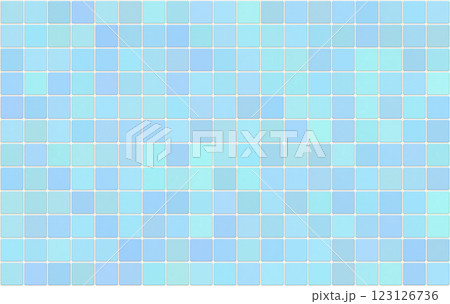 角が丸い青いタイルのパターンが並ぶ壁紙 123126736