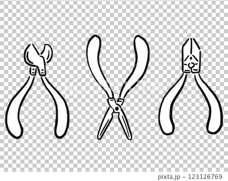 Simple line drawing illustration set of pliers 123126769