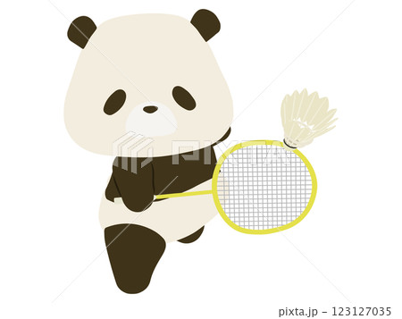 バドミントンをするパンダ バドミントンをするパンダ 123127035