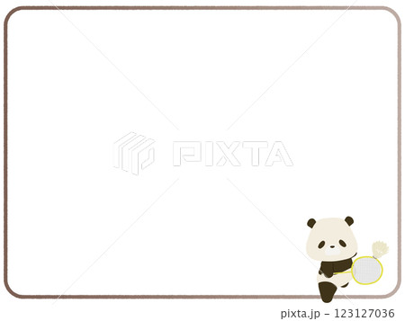 バドミントンをするパンダのフレーム 123127036