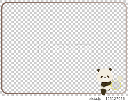 バドミントンをするパンダのフレーム 123127036