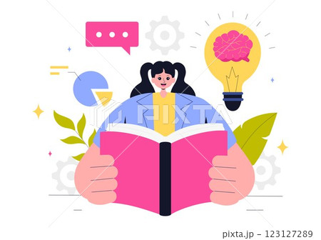 Self Improvement Illustration featuring Upskilling, Learning at Work, Educational Qualifications, and Personal Growth for Career and Self Development 123127289
