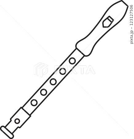 St. Patrick's Day, flute, Irish folk musical instruments, black and white vector linear icon isolated on a white transparent background 123127506