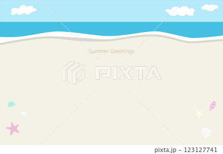 おだやかな海辺のシンプルな夏のメッセージカードイラスト おだやかな海辺のシンプルな夏のメッセージカードイラスト 123127741