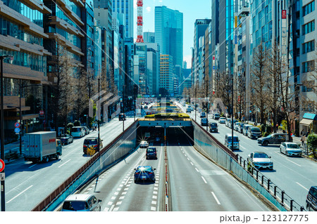 東京の幹線道路 昭和通り 宝町付近のアンダーパス 南方向 2025.02　b-3 ライトカラー 123127775