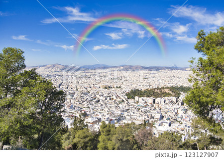 リカヴィトスの丘から見た美しいアテネの街並み 123127907