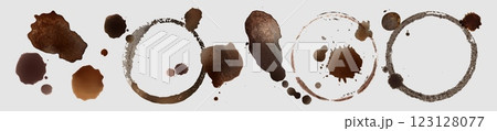 Coffee stain circle marks set 123128077