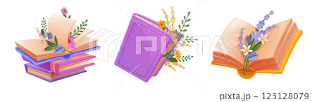 Decorative flower book illustrations Decorative flower book illustrations 123128079