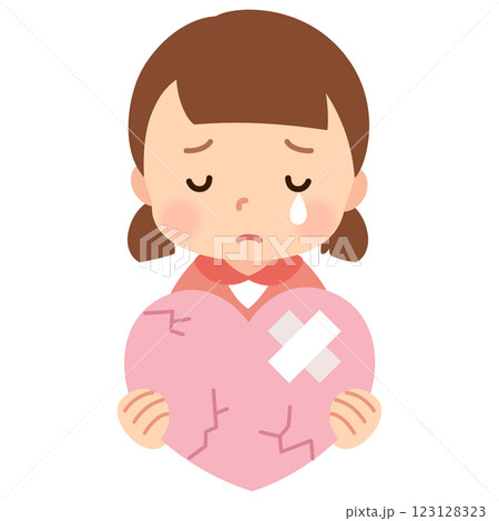 心が傷つき涙を流す女の子　子どものこころ　メンタルケア 123128323