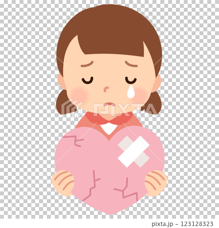 心が傷つき涙を流す女の子　子どものこころ　メンタルケア 123128323