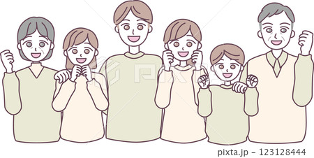 仲の良さそうな笑顔の3世代家族のイラスト 仲の良さそうな笑顔の3世代家族のイラスト 123128444
