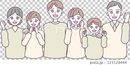 仲の良さそうな笑顔の3世代家族のイラスト 仲の良さそうな笑顔の3世代家族のイラスト 123128444