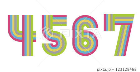 4,5,6,7　数字　ナンバー　デザイン　虹　カラー2 123128468
