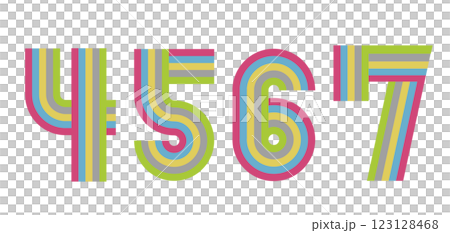 4,5,6,7 Numbers Design Rainbow Color 2 123128468