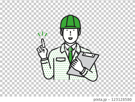 穿著工作服的男人強調要點 2 123128580