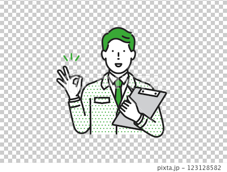 Man in work clothes giving a good sign 3 123128582