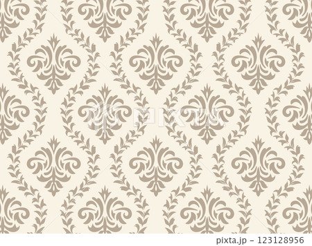 ヴィクトリア調のシームレスパターンのボタニカル背景イラスト 123128956