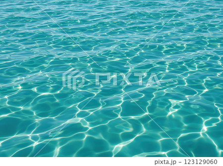 ゆらゆら揺らめくターコイズブルーの水の表面の光（AI生成画像） 123129060