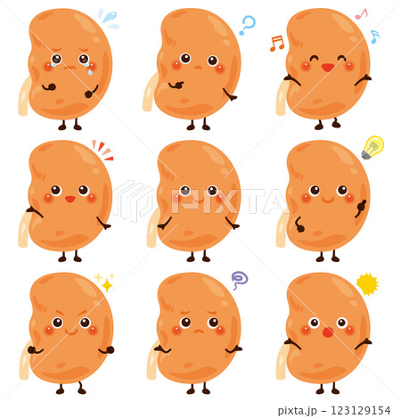 腎臓のキャラクター　表情セット 123129154