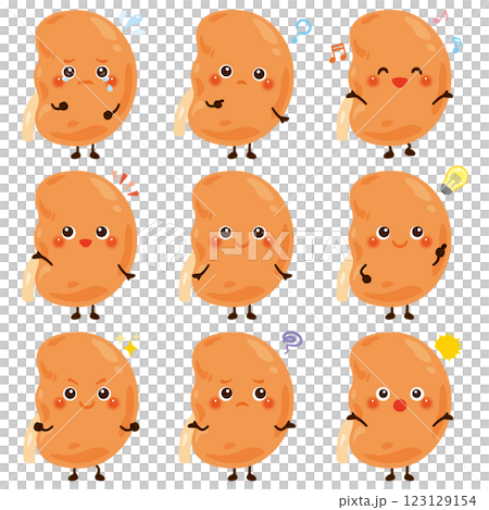腎臓のキャラクター　表情セット 123129154