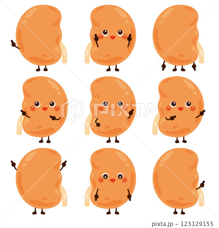 指さしをする腎臓のキャラクターセット 123129155