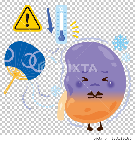 寒さで調子が悪くなる腎臓のキャラクター 123129160