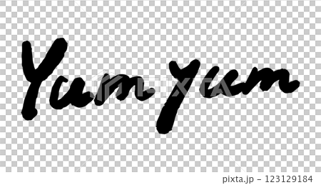 "Yum Yum" handwritten lettering vector illustration 123129184
