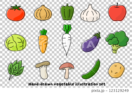 手繪蔬菜插圖集（彩色） 123129249