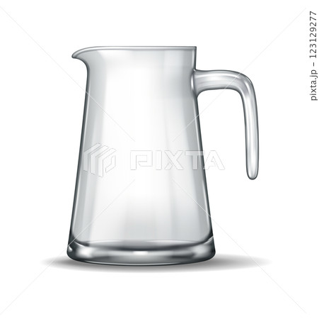 Classic glass jug with round body and sturdy handle 123129277