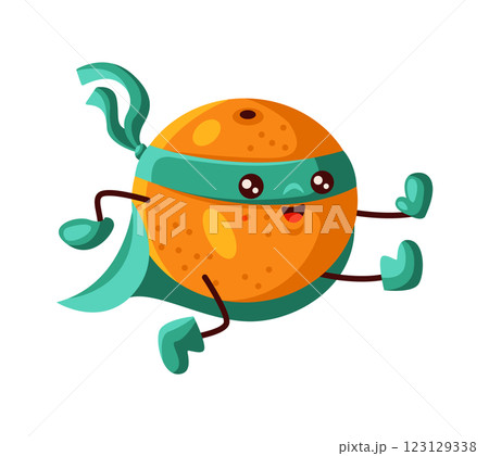 Energetic orange superhero with mask and cape 123129338