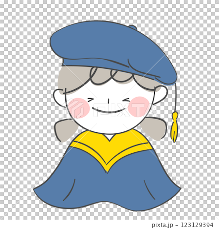 A character illustration in a graduation gown and cap A character illustration in a graduation gown and cap 123129394