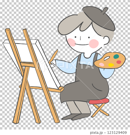 An illustration of an artist drawing a picture An illustration of an artist drawing a picture 123129409