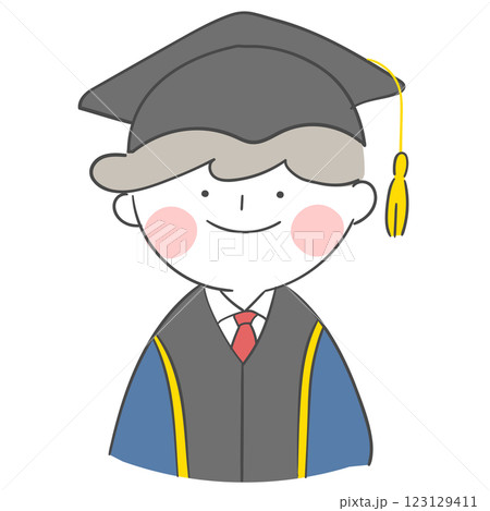 A character illustration in a graduation gown and cap 123129411