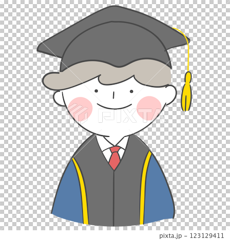 A character illustration in a graduation gown and cap 123129411