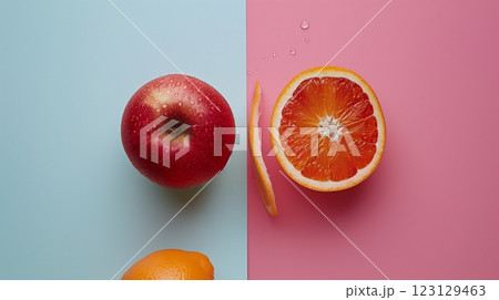 Apple and orange fruit slice oganic natural fresh snack food 123129463