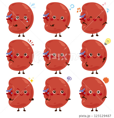 脾臓のキャラクター　表情セット 123129487