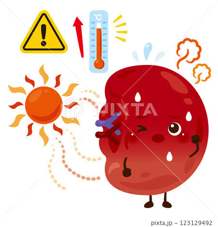 暑さでバテる脾臓のキャラクター 暑さでバテる脾臓のキャラクター 123129492