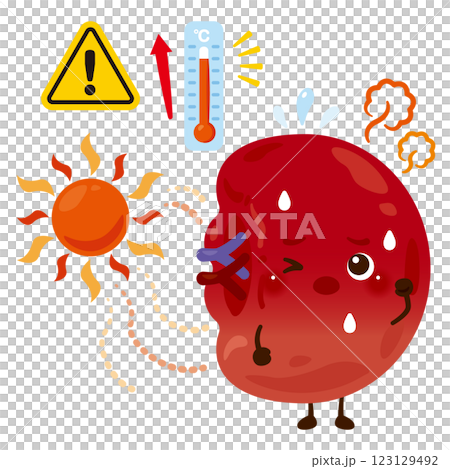 暑さでバテる脾臓のキャラクター 暑さでバテる脾臓のキャラクター 123129492
