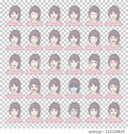 各種表情的女人設置30種圖案馬尾辮 各種表情的女人設置30種圖案馬尾辮 123129625