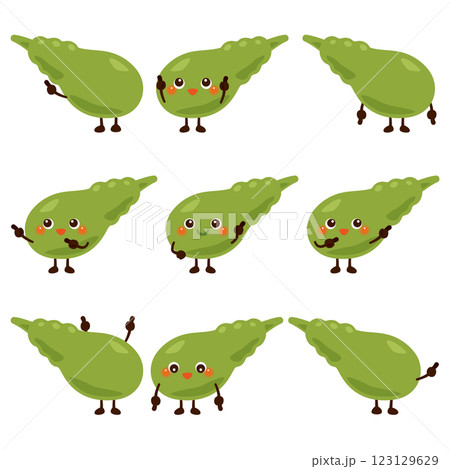 指さしをする胆嚢のキャラクターセット 123129629