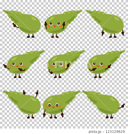 指さしをする胆嚢のキャラクターセット 123129629