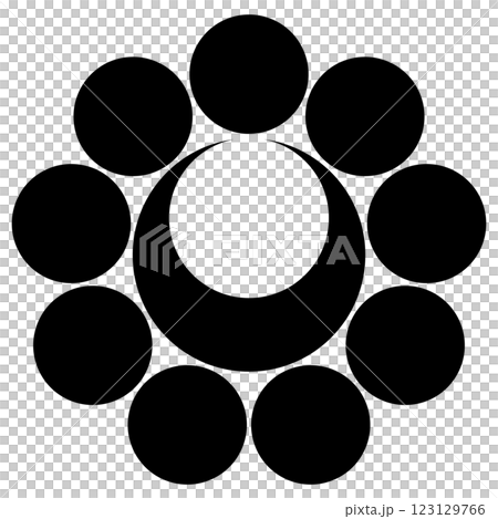 It is called "Kuyo" and "Moon". It is the family crest of Chiba Tsunetane. 123129766