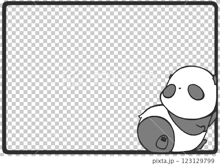 よりかかる子どもパンダのフレーム背景 123129799