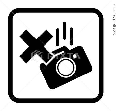カメラ落下防止のアイコンイラスト カメラ落下防止のアイコンイラスト 123130386